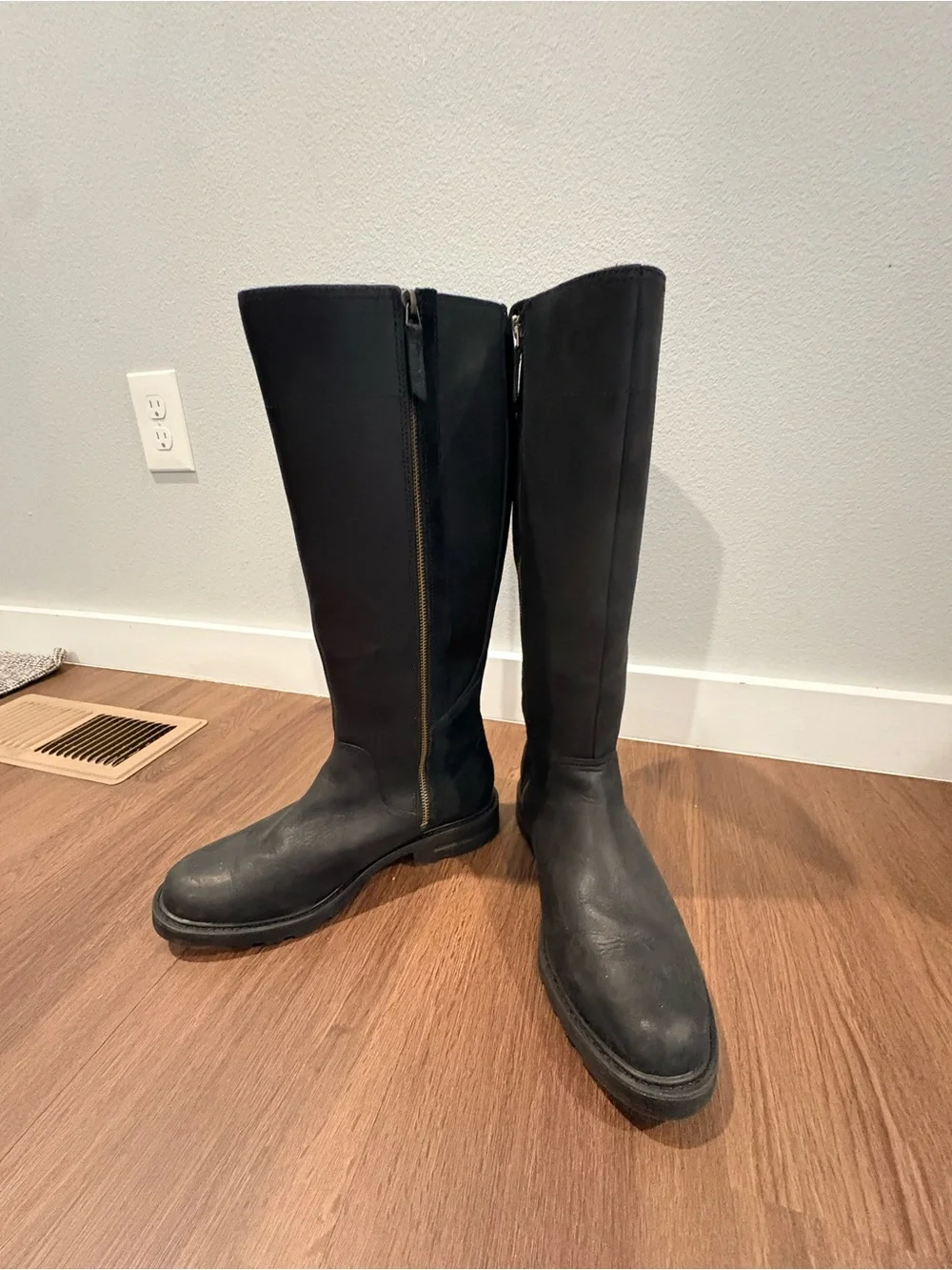 Teca Tall Black Leather Knee-High Boots